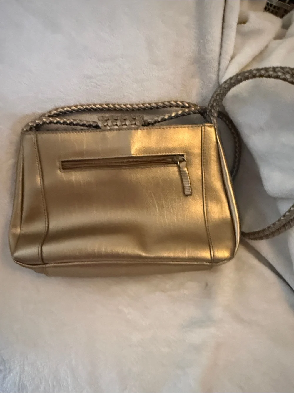 Vintage 80s Warren Reed Metallic Gold Woven Crossbody Shoulder Bag